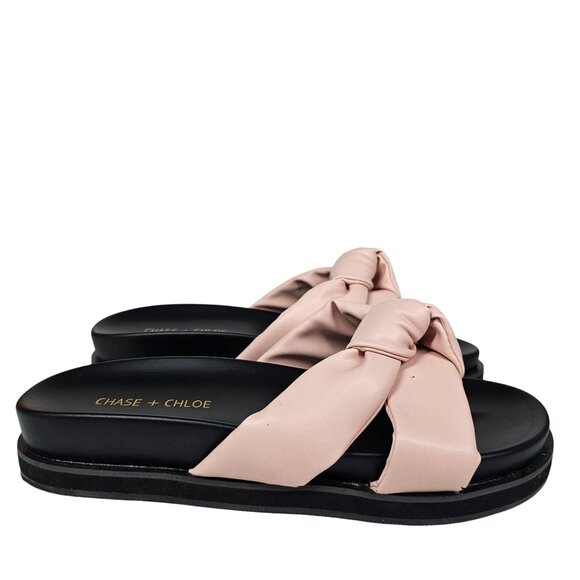 Chase And Chloe Camille-1 Nude Bow Slide‎ Sandals Puffy Knot Women 10 - Picture 3 of 16